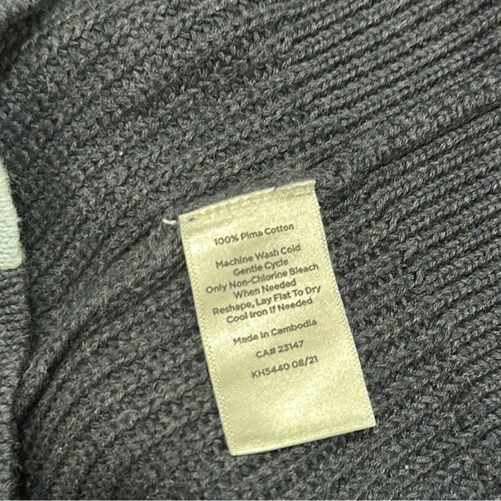 Talbots Pima Cotton Colorblock Shaker Stitch Button Front Knit Cardigan Size M - Picture 8 of 9